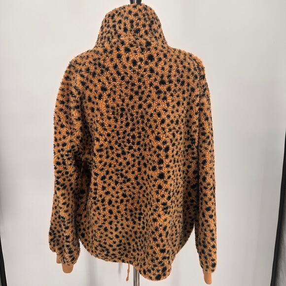 Billabong Faux Fur Leopard Pullover 1/2 Half Zip Sweater Size XL - Picture 5 of 8